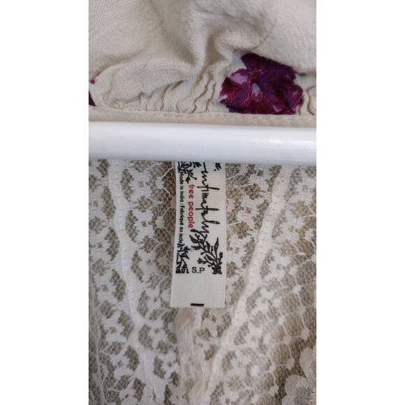 Intimately Free People Bodysuit Women's Small Poppy Floral Ruffle Boho Peasant - Picture 3 of 10